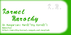 kornel marothy business card